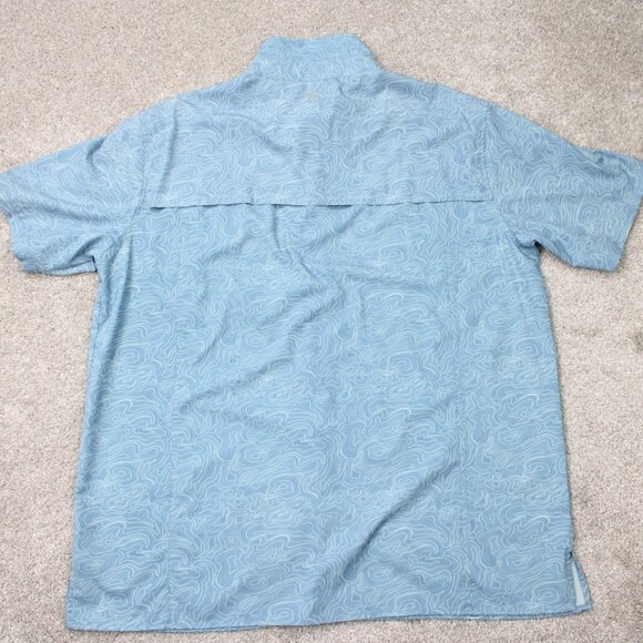 Gillz Shirt Mens Large Blue Geometric Polyester Stretch Fishing Long Sleeve - Picture 12 of 16